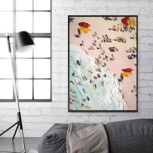 Abstract Summer Beach Seascape Canvas Painting Wall Art Nordic Posters and Prints Wall Pictures for Living Room Decoration