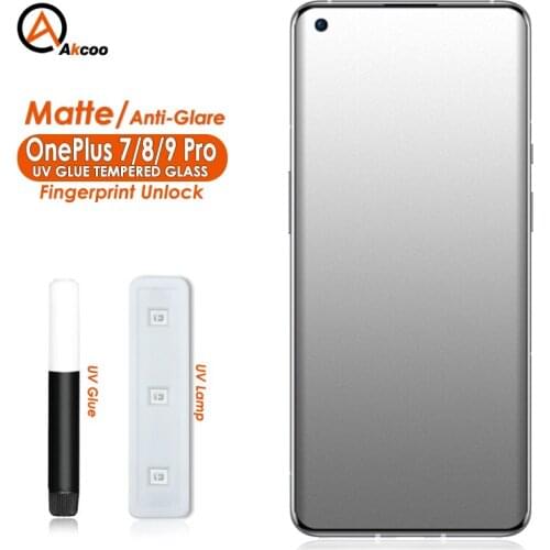 Akcoo for OnePlus 7 Pro Matte UV screen protector tempered glass film for oneplus 8 9 Pro 5G anti-glare full screen glue