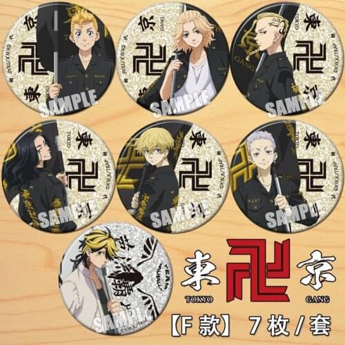 Anime Tokyo Revengers Mikey Draken Baji Figure 58mm Badge Round Brooch Pin Gifts 8175 Kids Collection Toy