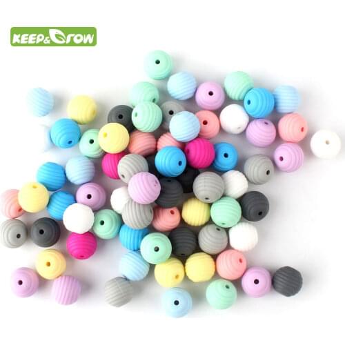 KEEP&GROW 25Pcs Round Spiral Silicone Beads 15mm Food Grade Screw Thread Beads DIY Jewelry Making Teething Toys Baby Products