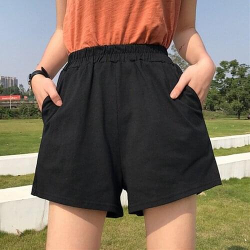 Black Shorts For Women Fashion Wild High Waist Wide Leg Shorts Casual Loose Solid Color Sweatpants