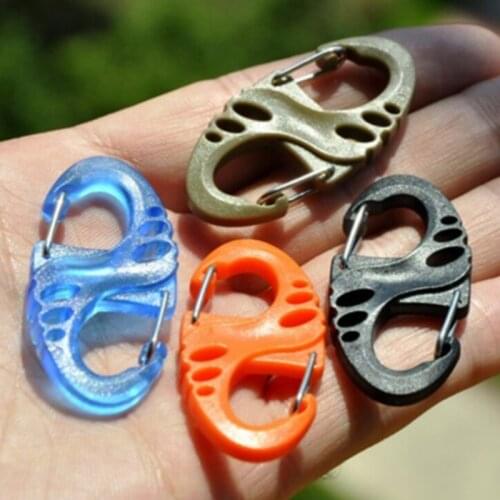 2 pcs Colorful Carabiner S Shape Snap Clip For Key Chain Outdoor Camping Backpack Climbing Paracord Survival Gear Buckles Kits