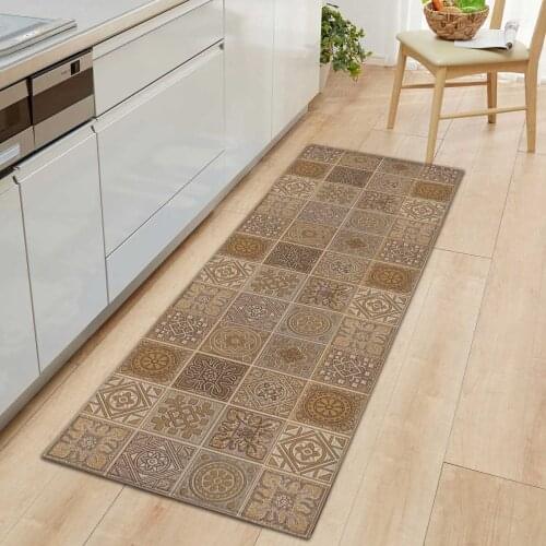 Tiles Pattern Home Bath Mat Carpet Flannel Entrance Door Mat Soft Floor Rugs for Living Room Bedroom Kitchen Bathroom