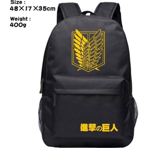 IVYYE Attack on Titan Black Fashion Canvas Backpacks Rucksacks Cartoon School Backpack Casual Bags travel Knapsack Unisex New