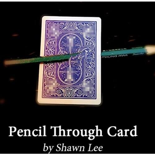 Pencil Through Card Magic Tricks Pen Penetration Playing Card Poker Magia Close Up Street Illusions Gimmick Mentalism Puzzle Toy