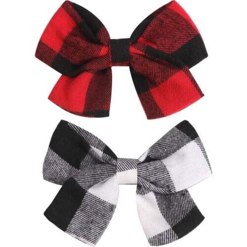 CN 4 Inch Cute Plaid bow Hair Clips For Kids Children Sweet Hairpins Hair Clips Barrettes Fashion Bow Accessories Bow Barrettes