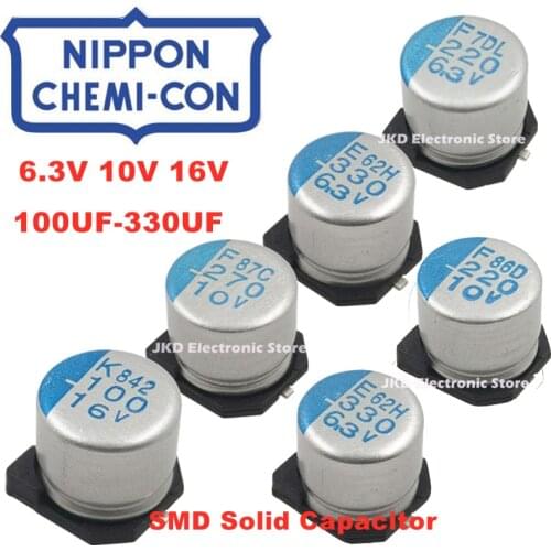 20pcs NCC SMD Solid Capacitor 6.3V 10V 16V 100UF 180UF 220UF 270UF 330UF For Motherboard VGA Low ESR NIPPON CHEMI CON Original