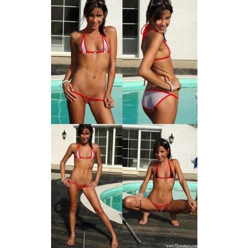 Red edge Double loop Triangle pants suit* 3182*Swimwear Swimsuit Boxer Triangle Pajamas Skirt Suit Middle trousers Free Shipping