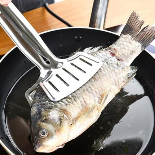 Stainless Steel Kitchen Tongs Double Spatula Steak Clamps Pizza Clip Fish Gripper Stainless Steel Kitchen Cooking Tools