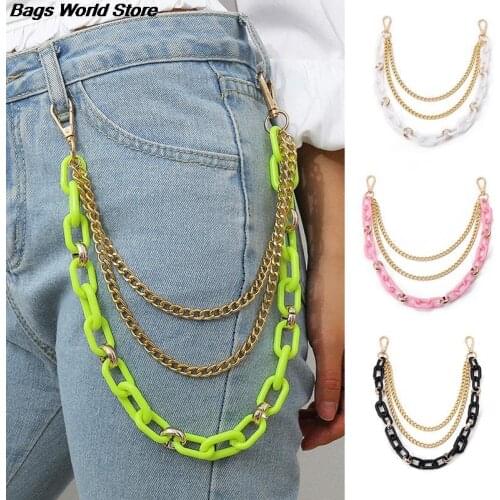 Fashion 3 Layer Men Jewelry Jean Wallet Key Chain Waist Punk Acrylic Chain Pant Belt Chain Keychain Pant Chain Bag Accessories