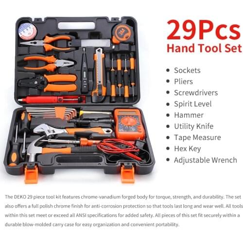 Hand Tool Set 29PCS electrician hardware hand tools household maintenance kit set Screwdrivers Pliers Hammer Hex Key
