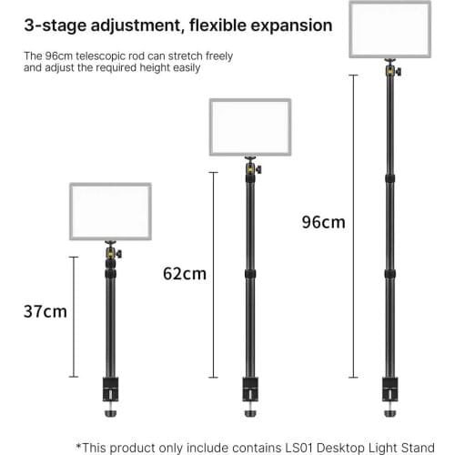 Desk Light Mounting Stand 96cm Adjustable Tabletop Stand With Removable Ballhead 1/4 Screw for LED Ring Light