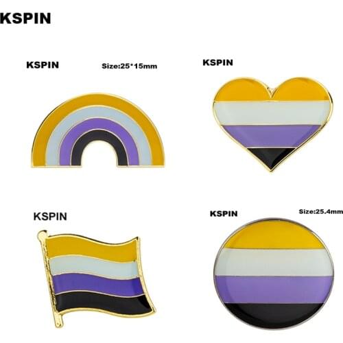 Nonbinary heart shaped Badge Symbol Pin Metal Badges Decorative Brooch Pins for Clothes Brooch Jewelry XY0629-1