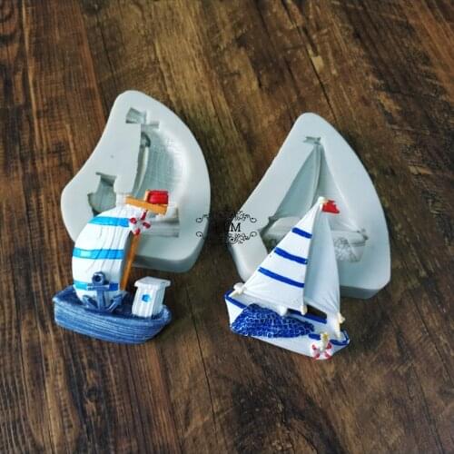 New cartoon boat silicone mold Chocolate cake lace decoration tool Sugar flower fondant mold