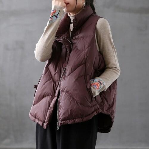 2021 New Women 90% White Duck Down Vest Jacket Female Ultra Light Waistcoat Autumn Winter Zipper Loose Sleeveless Coat