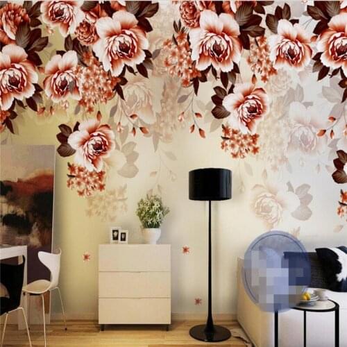 Beibehang Wallpaper Mural Wall Sticker Retro Floral Rose Nostalgic Hand Still Life Oil Painting Background Wall papel de pare