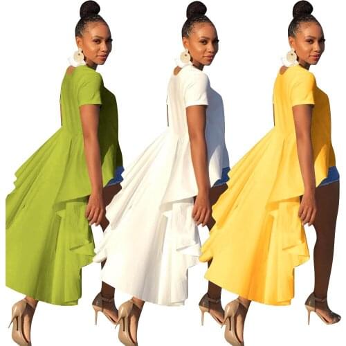 Solid Color Fashion Sexy Temperament Elegant Irregular Swing Front Short Back Long Womens Simple Design Strong Versatile Top