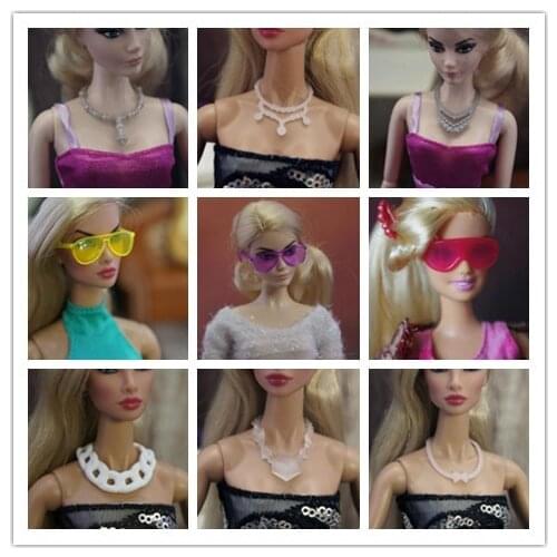 Wholesale 30Pcs/lot Fashion Plastic Chain Doll Necklace 1/6 Sunglasses Princess Jewelry Doll Accessories For Barbie Doll