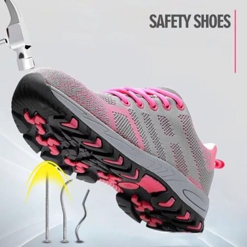 Work Safety Shoes Steel Toe Shoes Women Safety Boots Steel Mid Sole Protection Shoes Puncture Proof Anti-smash Security Shoe