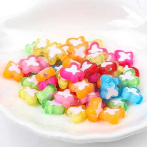 Mixed Color White Butterfly Diy Beads Acrylic Spacer Beads Fit Jewelry Making Diy Wholesale 10x10mm 100pcs YKL0201