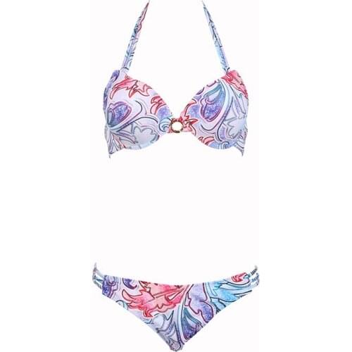 Sexy Handwork Bikinis Small Ruffle Swimsuit Vintage Print Swimwear Women Bathing Suit Leopard Patchwork Bikini Set String