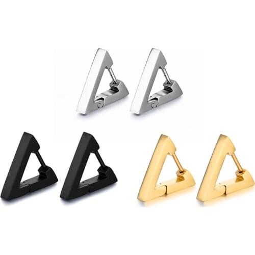 Semitree 316L Stainless Steel Creative Hoop Earrings Women Triangular Earrings Fashion Jewelry Huggie Men Punk Hiphop Bijoux