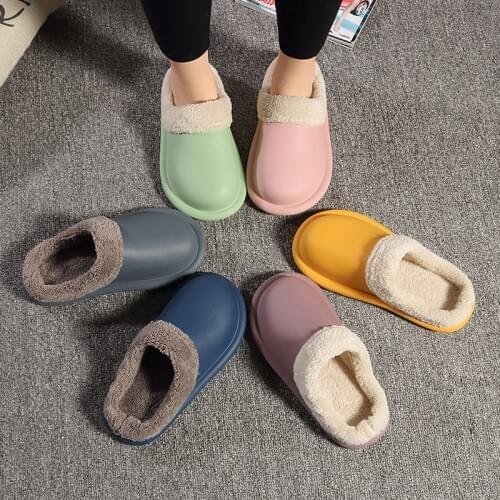 2020 Winter Slippers Women Plush Warm Slipper Home Flip Flop House Woman Flat Slip On Shoes Pink Pantofole Donna Inverno Peluche