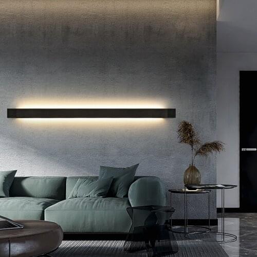 Wall Light Modern Minimalist Strip Lamp Living Room TV Wall Lamp Staircase Corridor Lamp Nordic Bedroom Bedside Lamp Black