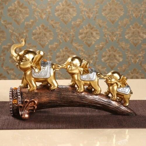 RETRO ELEPHANT STATUE HANDMADE RESIN IVORY ANIMAL FAMILY SCULPTURE DECORATION NOVELTY ART AND CRAFT PRESENT ORNAMENT ACCESSORIES