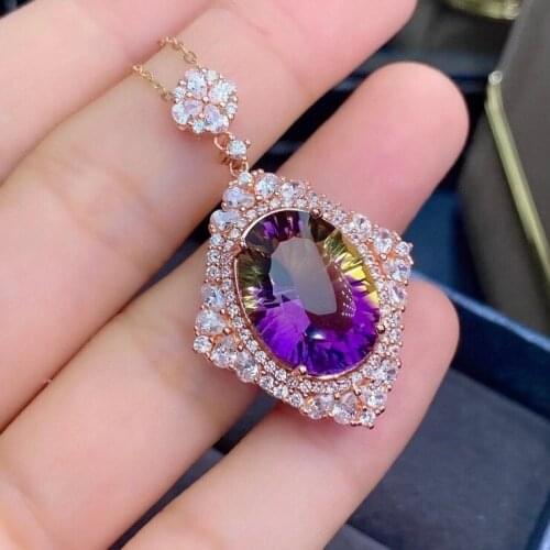 High Quality New Luxury Ametrine pendant Free shipping Necklace pendant Natural Ametrine pendants 925 sterling silver