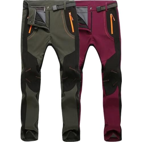 LoClimb Stretch Waterproof Ski Hiking Pants Women Men Outdoor Sport Trousers Warm Fleece Softshell Pants For Trekking,AW079