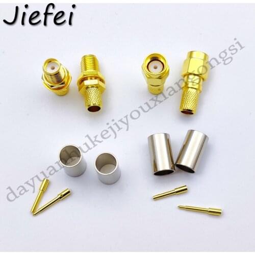 100-400 PCS RF coaxial coax adapter RP-SMA SMA Male / female Plug Crimp for RG8X RG-8X LMR240 Cable Straight Connector
