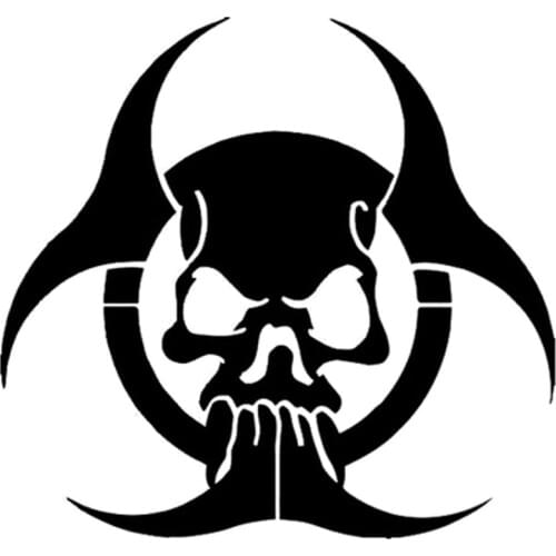 16cm*17cm Zombie Biohazard Skull Car Sticker Vinyl Decals Car Styling Black/Silver S3-4615