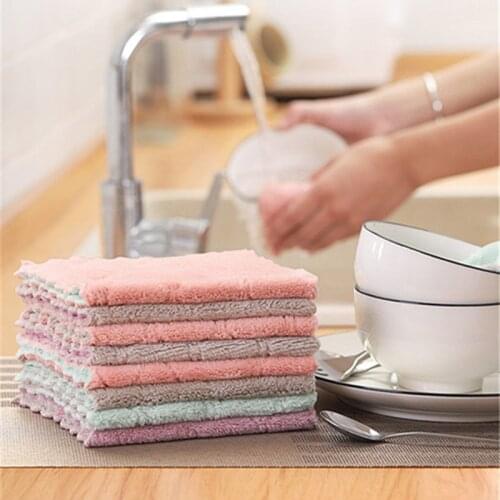3Pcs/Set Super Absorbent Microfiber kitchen Dish Cloth Double-sided Scouring Pad Rags High-efficiency Household Cleaning Towel