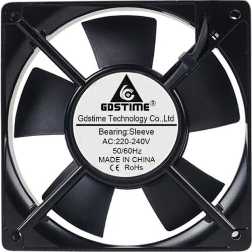 5 Pcs Gdstime AC 220V 240V 120mm x 25mm Two Wires Without Connector Metal Case 12025s 12cm Exhaust AC Cooling Fan 120mm*120mm