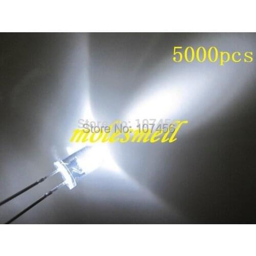 5000pcs 5mm round led 5mm white LED(14000~16000 mcd) 5mm light-emitting diode 5mm water clear round white led