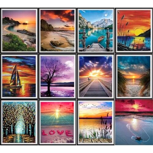5d Diy Diamond Painting Landscape Embroidery Cross Stitch Mosaic Home Decoration Sticker Handmade New Year Wall Sticker