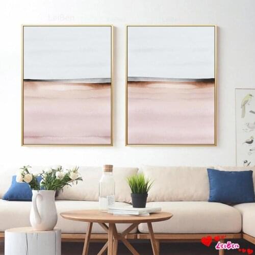 Abstract Watercolor Landscape Canvas Painting Pink Blue Graffiti Wall Art Minimalist Poster and Prints for Home Decor Pictures