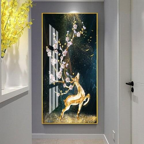 Abstract Deer under the moon Painting 5D Crystal Porcelain Painting Sika deer Modern Wall Art Picture Living room Home decor