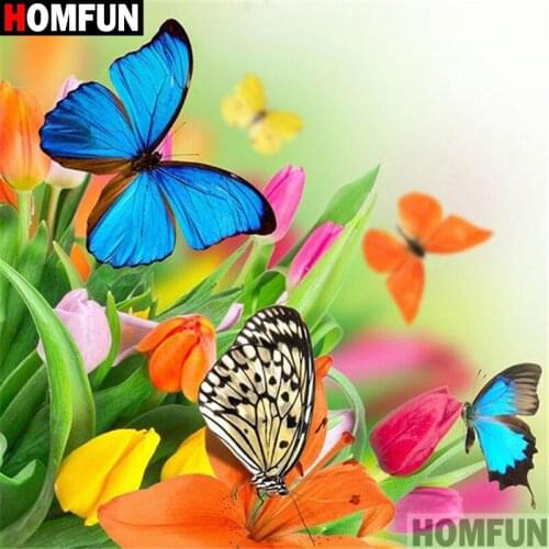 Homfun Full Square/Round Drill 5D DIY Diamond Painting "Flower butterfly" 3D Embroidery Cross Stitch Home Decor Gift A11282