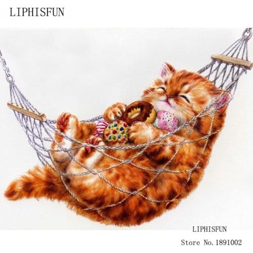 Diamond Embroidery Full Drill Diamond Painting Kitten Sleeping 5d Diy Diamond Painting Cross Stitch Rhinestone Decoration
