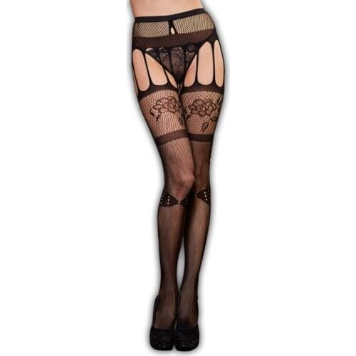 Thigh High Open Crotch Silk Stocking Fishnet Pantyhose Fancy Lingeries 2018 Women Stockings Garter Belt Sexy Lace Mesh Tights