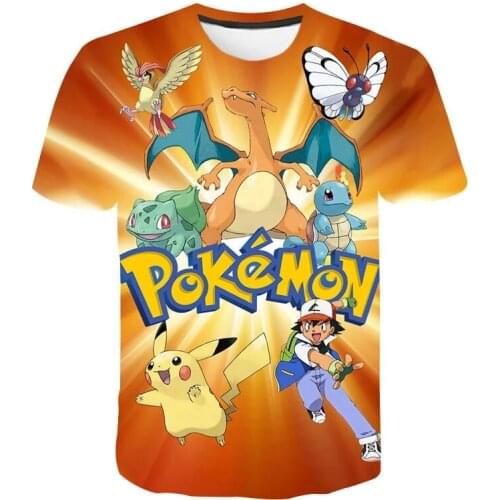 Pokemon Pikachu Kids Clothing Tops Boy T-shirt Game 3D Print T Shirts Funny Anime Short Sleeve Tee Baby Girls Tshirt P01