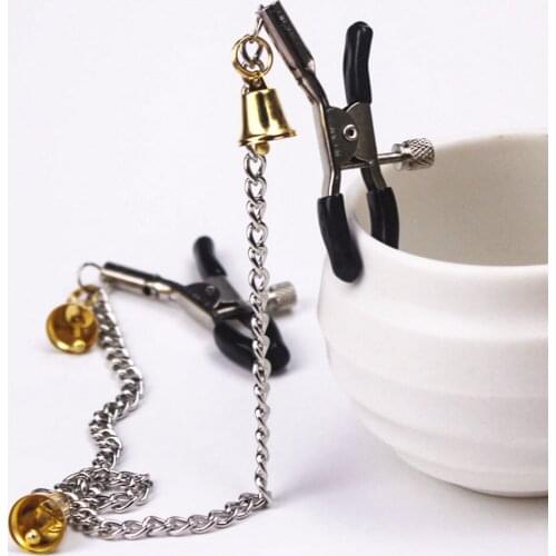 Fetish Toy Adjustable Long Chain Nipple Clamps Jingle Bells Tease Breast Clitoris BDSM Game Flirting Toys For Couples