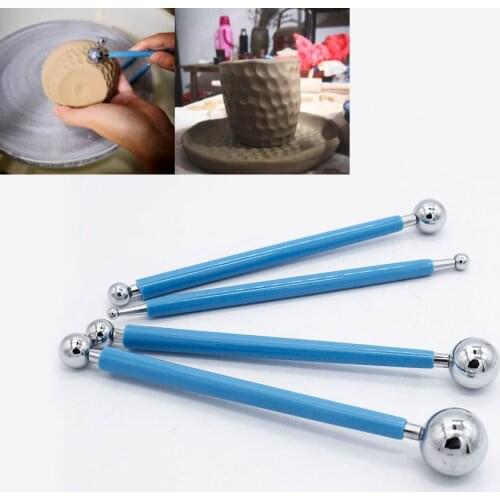 Modeling Sculpture Tools 4pcs/set Stainless BJD Molding Ball Stylus Polymer Clay Paper Clay Flower Petal Make Pottery Tool