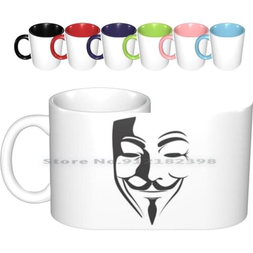 Vendetta Face #2 Ceramic Mugs Coffee Cups Milk Tea Mug V For Vendetta Face V For Vendetta Anonymous V Fawkes Guy Computer