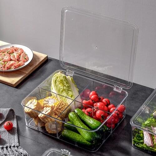 35*25*10cm Refrigerator Food Storage Box Container With Lid And Adjustable Divider Space-saving Kitchen Tools