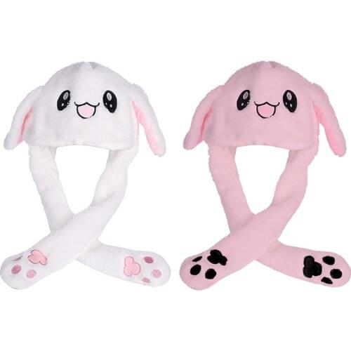 Rabbit Cute Animal Hat Plush Hat is Very Interesting That The Ear Can Move Plush Toy Gift