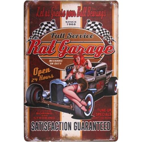 Rat garage Metal Sign vintage Home Decor garage wall art rat rod stickers coffee bar sign