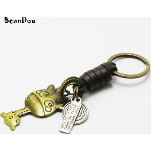 Lovely Pendant Key Chains Giraffe Charm Key Rings Bronze Vintage Retro Gift For Boys Girls 3x11.5cm Jewelry Free Shipping